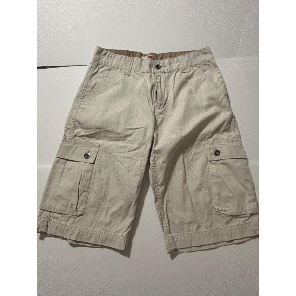 Levis Boys Khaki Tan Cotton Ripstop Cargo Shorts Size 14 Regular W27 8369-X03